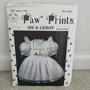 Vintage Little Girl Dress Pattern Paw Prints D007 Size 3-4-5 & 6 Me & Leroy UNCU - Picture 1 of 4