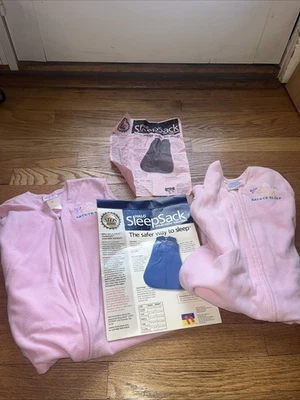 2 Cobertores Halo SleepSack Rosa Usáveis Bebê Micro Lã Médio 6-12 Meses LOTE - Imagem 1 de 4