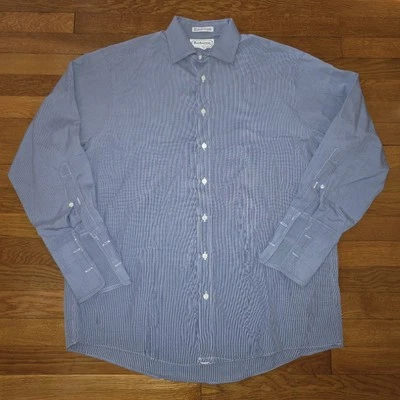 Burberry Shirt Mens 17 34 Blue French Cuff London USA Made Dress Designer Luxury - Image 1 of 4