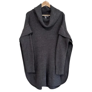 Quinn Francesca Collection Women’s Large Charcoal Gray Cowl Neck Poncho Sweater - Picture 1 of 9