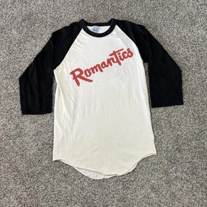 Vintage 80s Raglan Romantics Band Fanatic T Shirt Size Medium Made In USA - Picture 1 of 6