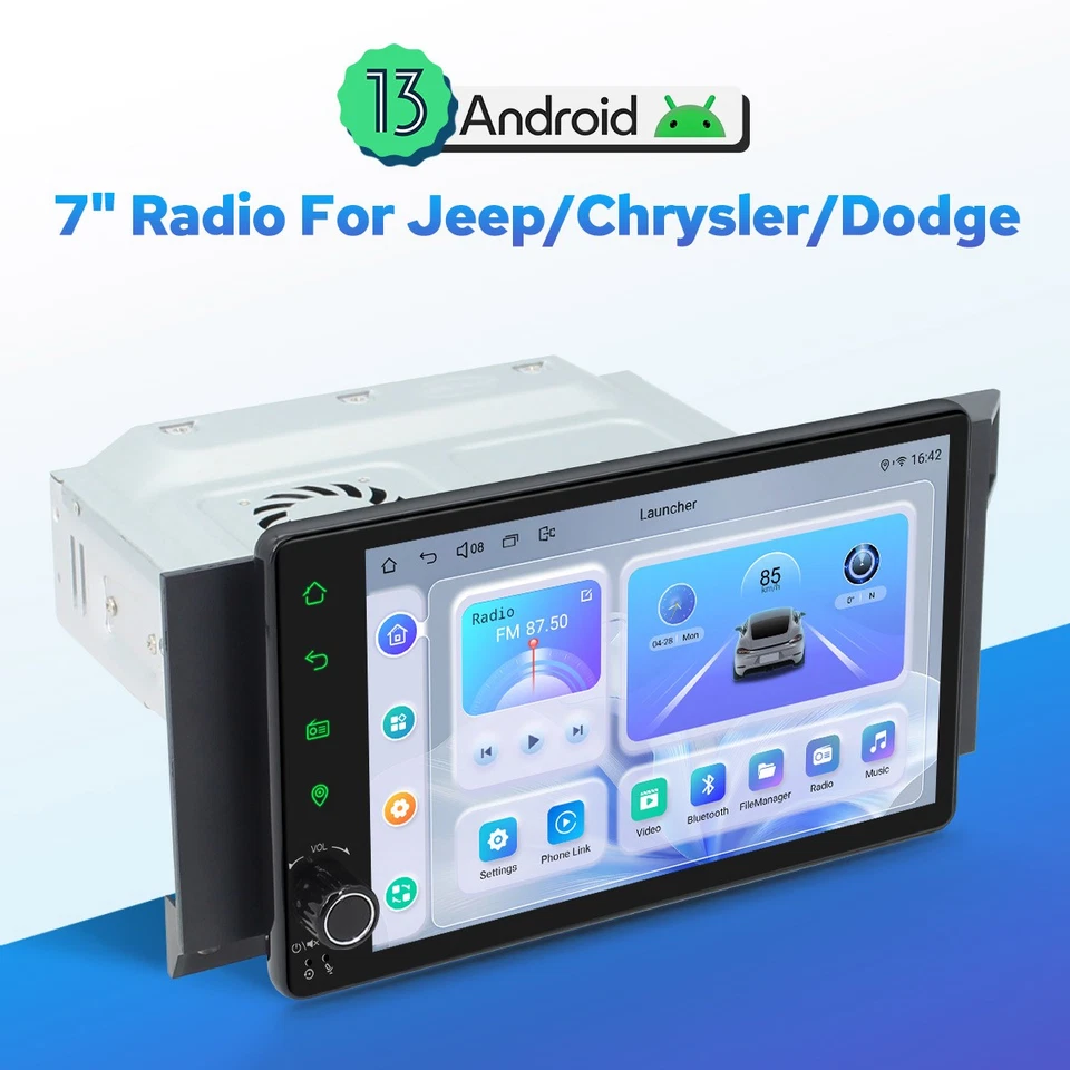  JOYING Qualcomm Head Unit 7 inch For Cherokee 1997-2001 with Volume Knob FM BT - Image 1 of 4