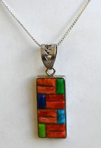 Alvin & Lula Begay Navajo Sterling, Multi-gemstone necklace micro cobblestone - Picture 1 of 9