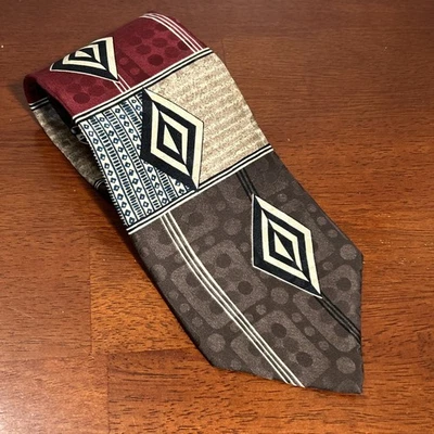 Corbata abstracta ancha vintage para hombre años 70 Evan-Picone seda multicolor retro discoteca 4” Foto 1 de 4