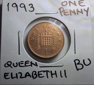 Great Britain 🇬🇧 UK 1 Penny 1993. KM#935. Bronze One Cent coin. Portcullis. BU - Picture 1 of 3