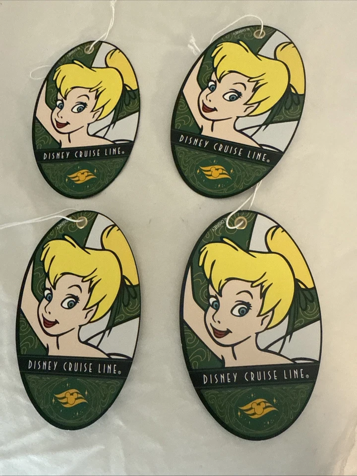 DCL Disney Cruise Line Lote de 4 ETIQUETAS DE EQUIPAJE DE PAPEL TINKER BELL nuevas Foto 1 de 2