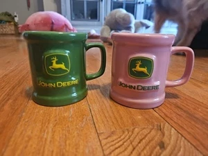 John Deere Coffee Mugs Pink And Green Logo Farmhouse Decor Tractor - Picture 1 of 1