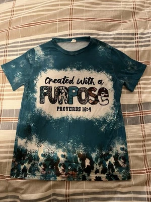 Unbranded “Created With A Purpose” Proverbs 16:4 Youth Shirt Size 150CM - Image 1 of 3
