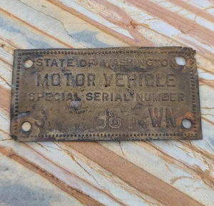 Antik Vintage State Washington USA Kraftfahrzeug Sonder Seriennummernschild Schild - Bild 1 von 21