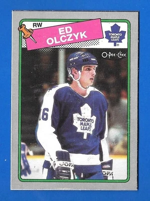 #G ED OLCZYK 1988-89 O-PEE-CHEE BOX BOTTOM OPC MAPLE LEAFS HAND CUT - Image 1 of 2