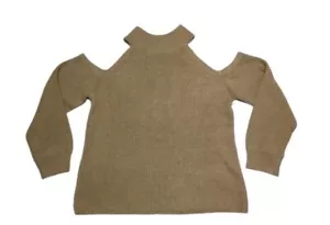 1.STATE Women's Plus Size 3X Latte Heather Beige Trendy Cold-Shoulder Sweater - Picture 1 of 17