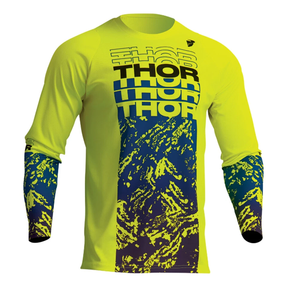 Thor Sector Atlas Acid Green and Blue MX Off-Road Jersey Men's Sizes SM - 4X - Image 1 of 1