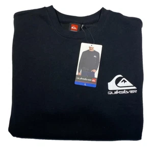 Men's Quiksilver Fleece lined crew neck sweatshirt L Black - New! - Picture 1 of 4