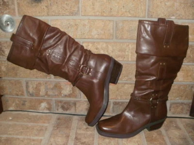 Nuevo Bolero Caja Amarilla Cuero Marrón Moda Botas 7.5 M/ Brasil 1.5" Tacón  Foto 1 de 4