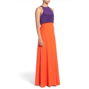 NWT Jill Stuart Popover Color block maxi purple and orange gown size US 0 $298 - Picture 1 of 11