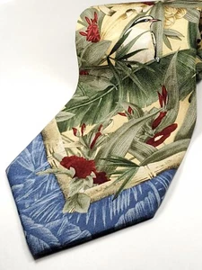TOMMY BAHAMA made in USA 100% Silk Tie Men's 56" Short Blue Green Red Bird NEW - Picture 1 of 5