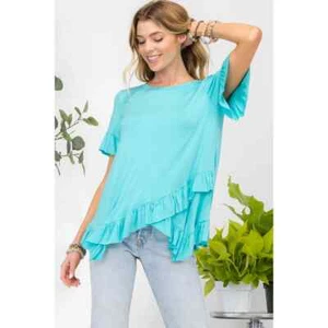 CELESTE CLOTHING MINT TOP WITH RUFFLE DETAIL-MINT- NEW-SIZE MEDIUM-SALE - Picture 1 of 5