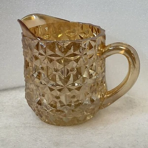 Vintage Jeanette Iridescent Orange Glass Holiday Buttons and Bows Pitcher - Picture 1 of 21