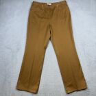 Orvis Pants Womens 12 Brown Tan Flat Front Straight Leg Cotton Slacks Casual