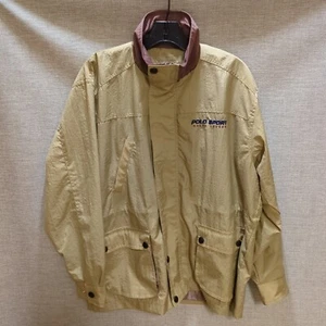 Vintage Polo Sport Ralph Lauren Jacket Men's L Windbreaker Beige Tan Flag Logo - Picture 1 of 18