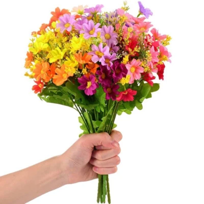 5 paquetes de flores de seda artificiales ramo margarita boda hogar tumba ramo exterior Foto 1 de 4