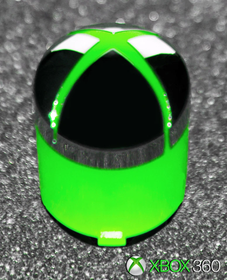 (x5) Genuine OEM Microsoft XBox 360 Controller Green & Chrome Home Guide Buttons - Image 1 of 2