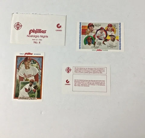1983 Girard Phillies Perez-Steele Art Postcards Set #4 Jim Bunning Cover