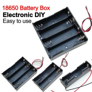 1 2 3 4 Cell 18650 Battery Holder Open/Enclosed Box With Switch Black PP3 - Picture 1 of 25