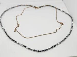 Betsy Pittard Designs BPD Faceted Silver Glass Bead Chain Flapper Necklace 48” - Picture 1 of 4