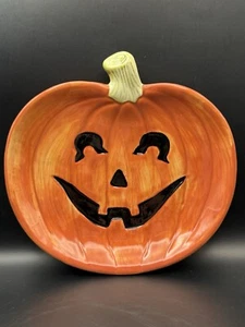 Fitz & Floyd 1987 Halloween Pumpkin Jack O’ Lantern Plate - Imagen 1 de 3