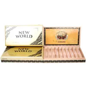Lotto 3 scatole vuote per sigari in legno New World Gorditos Dorado 12,25" x 6,5" x 2" - Foto 1 di 10