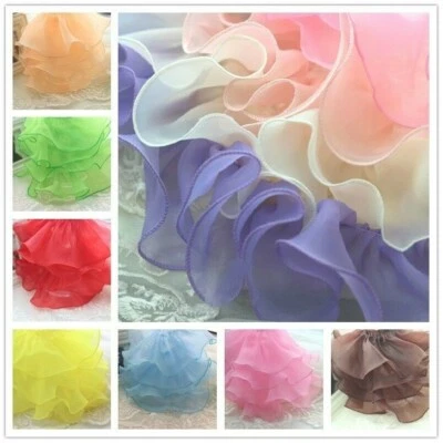 Malla Volantes Plisado Recorte Gasa Bordes Tela Artesanal Tela Vestido Tapicería Foto 1 de 4