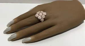 8MM PINK SOUTH SEA MOTHER OF PEARL FLORAL RHODIUM OVER STERLING SILVER RING/7.25 - Picture 1 of 13