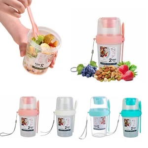 Salad Shaker Cup Container For Lunch Breakfast Yogurt Parfait Cups With Lid Fork - Picture 1 of 36