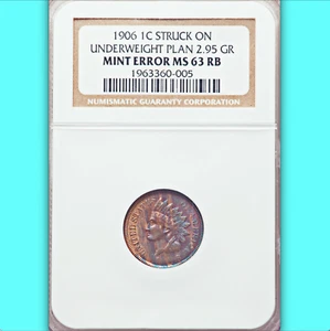 1906 NGC MS63 Thin Planchet Error or Pattern Indian Cent ✅ Pretty Color RARE 1C  - Picture 1 of 4