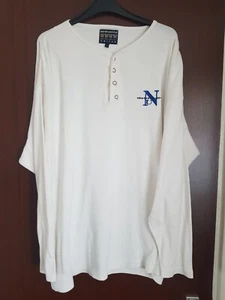 Newcastle United White V Neck T-Shirt Long Sleeves Cotton Mens Size L Casual - Picture 1 of 9