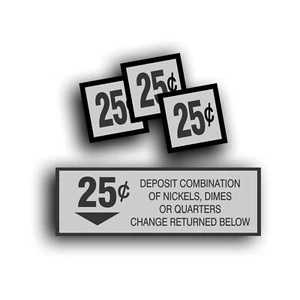 Vending Machine 25 Cent Decal Sticker fits Soda Pop Soft Drink Coin Change Slot - Picture 1 of 2