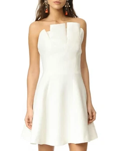 Keepsake Between Friends Ivory Mini Dress Size XL 14 Off Shoulder Flared Pleated - Picture 1 of 6