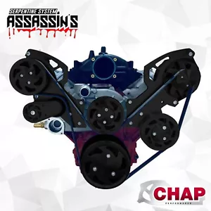 LS GM LS1 LS2 LS3 LS6 Serpentine Pulley Kit ALT PS AC Truck Style Balancer BLACK - Foto 1 di 6
