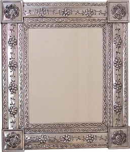 26"x30" Mexikanischer handgefertigter Mission Silber Laube Zinn Spiegel - Bild 1 von 1