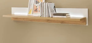 Wandboard Wandregal weiß matt Eiche Regal inkl. LED Bücherregal 150 cm Bellport - Bild 1 von 9