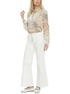NYDJ Womens Size 6 Ivory Four-Button Denim Wide Leg Wide Leg Denim Jeans NEW - Picture 1 of 2
