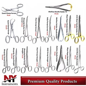 Pinzas hemostáticas quirúrgicas dentales alicates arteriales de bloqueo abrazaderas y soportes de aguja - Imagen 1 de 36