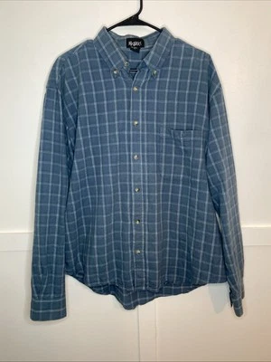 PBX Basics Men's Blue Checkered Button-Down Shirt Size L Collared Long Sleeve - Image 1 of 4