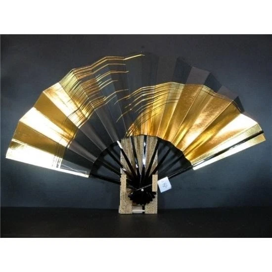 Ventilador Plegable Japonés Kyoto Tradicional Sensu Mai Ougi Negro Dorado Japón NUEVO Foto 1 de 1