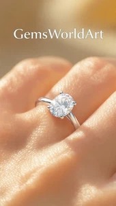 ✨3 Ct Oval Cut White Color Diamond Lab Grown Starlig Silver Ring GemsWorldArt - Picture 1 of 4