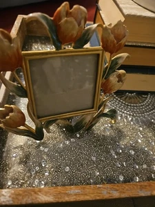 Ashleigh Manor Bilderrahmen Gold Emailliert Tulpen 3" x 3" Vintage Rosa Rahmen - Bild 1 von 6
