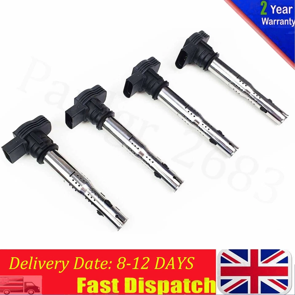 Set of 4 Ignition Coil Packs For Audi A4 A5 R8 & VW Golf GTI 2.0T FSI 07K905715E - Image 1 of 4