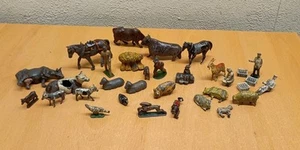 JOB LOT ANTIQUE BRITAINS (AND OTHER) LEAD FARM ANIMALS & FIGURES COW/SHEEP/HORSE - Picture 1 of 23