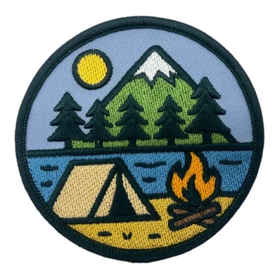 EVERPATCH Camping Patch 3x3 Inch Tent Campfire Mountain Lake Embroidered Iron On
